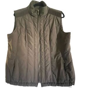 Tribal Women's Quilted Puffer Vest Brown Zip-Up Sleeveless Jacket pull‎ tab hem